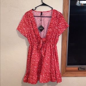 Mini red and white floral dress
